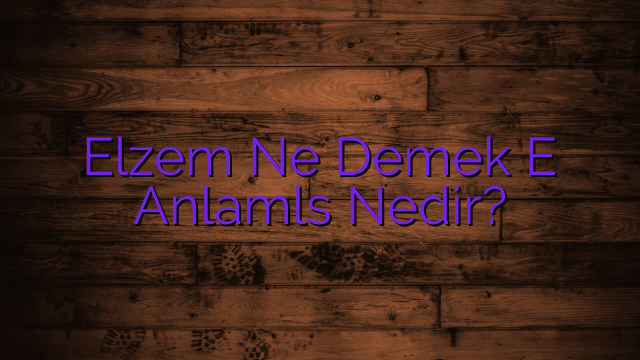 Elzem Ne Demek Eş Anlamlısı Nedir?